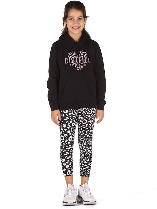 Kinder-Sweatshirt mit Kapuze und Taschen Schwarz