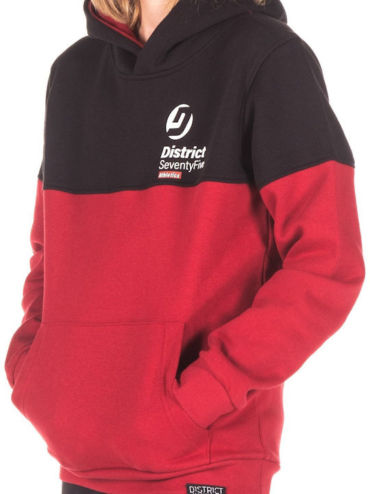 Fleece Παιδικό Φούτερ με Κουκούλα και Τσέπες Κόκκινο