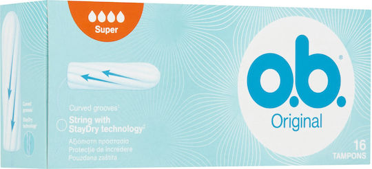 O.B. Original Curved Grooves Tampons for Heavy Flow 16pcs