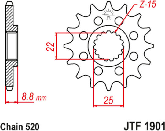 JT Sprockets Γρανάζι Πίσω 14 Δοντιών για KTM 525 SX 01-04