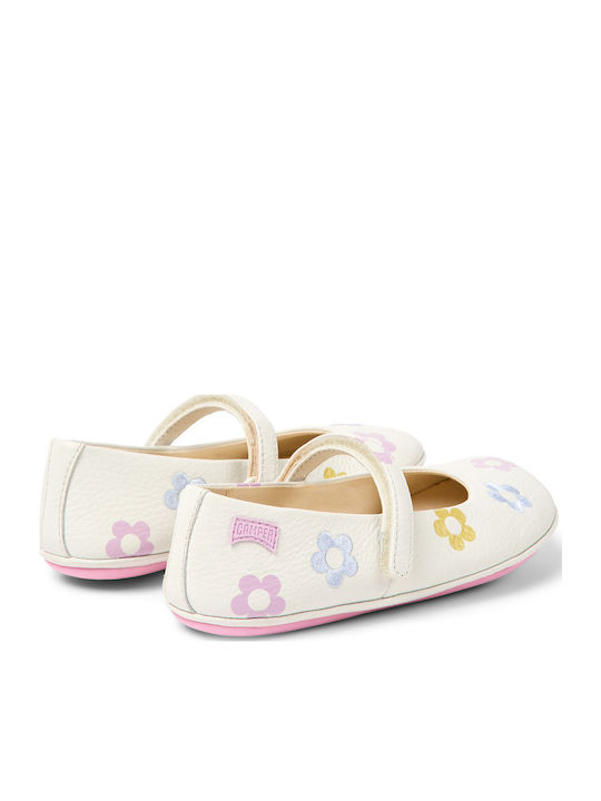 Kids Anatomic Leather Ballerinas TWINS with Hoop & Loop Closure White