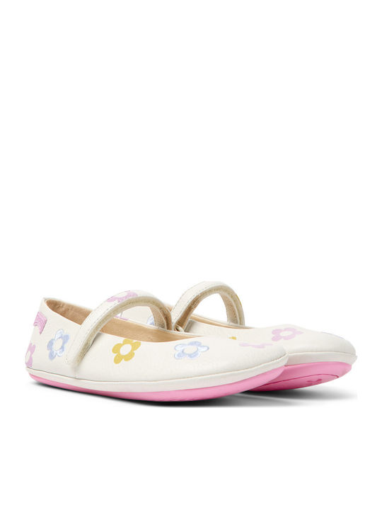 Kids Anatomic Leather Ballerinas TWINS with Hoop & Loop Closure White