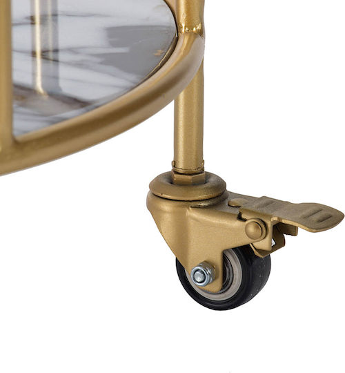 Round Side Table Coashoc Glass with Wheels Gold M50xL50xH82.5cm