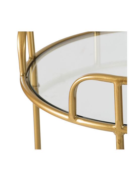 Round Side Table Coashoc Glass with Wheels Gold M50xL50xH82.5cm