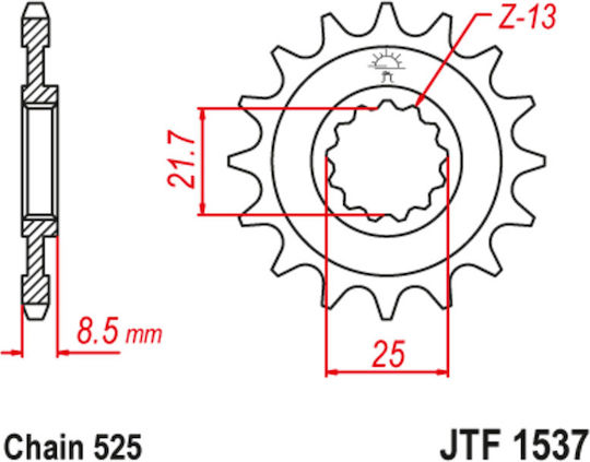JT Sprockets Front Sprocket 16 Teeth for Kawasaki Ninja ZX - 10 R / Ninja ZX - 9 R / Z1000 / ZX-9R Ninja