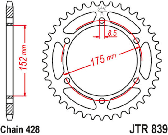 JT Sprockets Rear Sprocket 55 Teeth for Yamaha DT / TTR