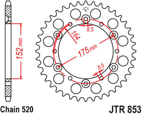 JT Sprockets Заден зъбен колело 49 Зъби за Yamaha ТТР / YZ 250 - Интернет магазин