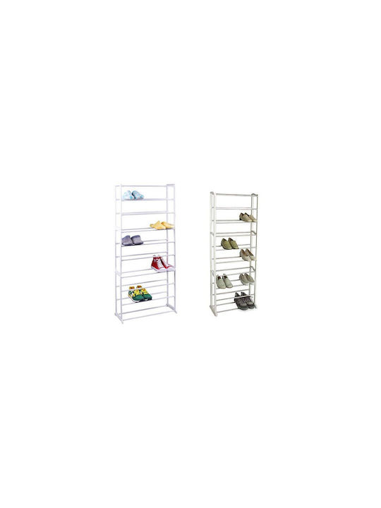 Metallic Shoe Organizer with 10 Shelves White 51x24x140cm