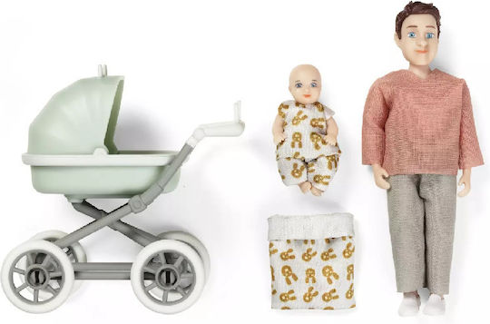Lundby Dad with Stroller Set of Plastic Dolls for Dollhouse