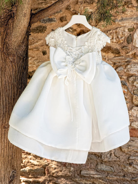 Dolce Bambini Ecru Lace Baptism Outfit with Hair Accessories & Dress 2pcs
