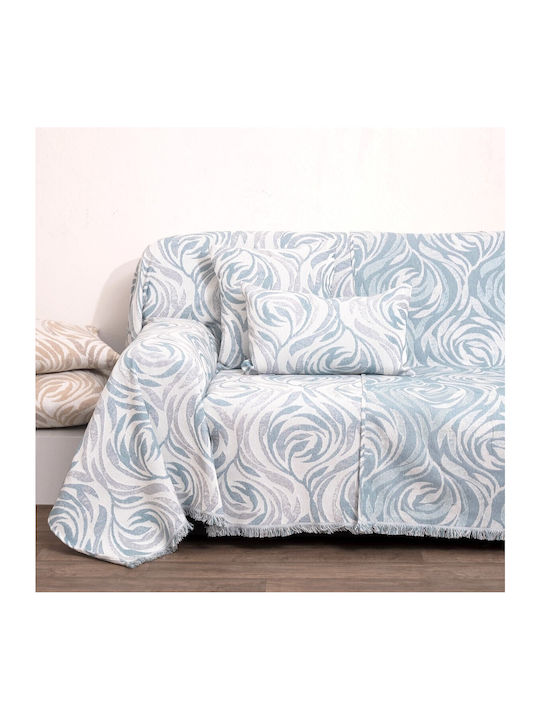 Anna Riska Four-Seater Sofa Throw 2 Sides 1566 180x320cm Lake Blue 425632