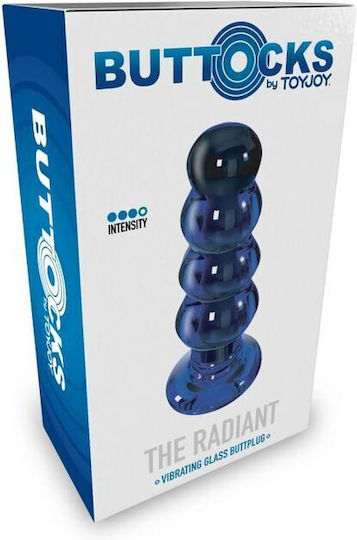 ToyJoy Buttocks The Radiant Glass Πρωκτική Σφήνα με Δόνηση Μπλε 11.5cm