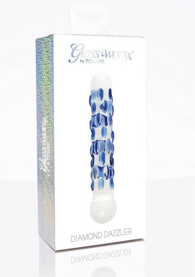 ToyJoy Diamond Dazzler Γυάλινο Dildo Μπλε 16cm