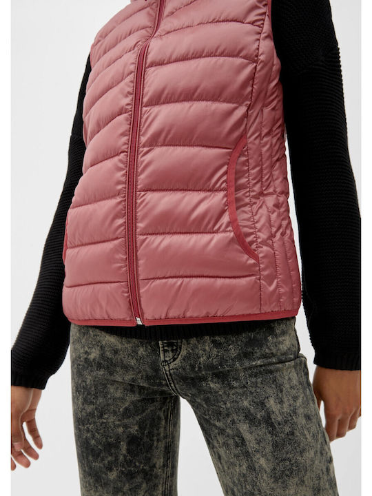 Kurz Damen Ärmellos Puffer Jacke für Winter Rosa