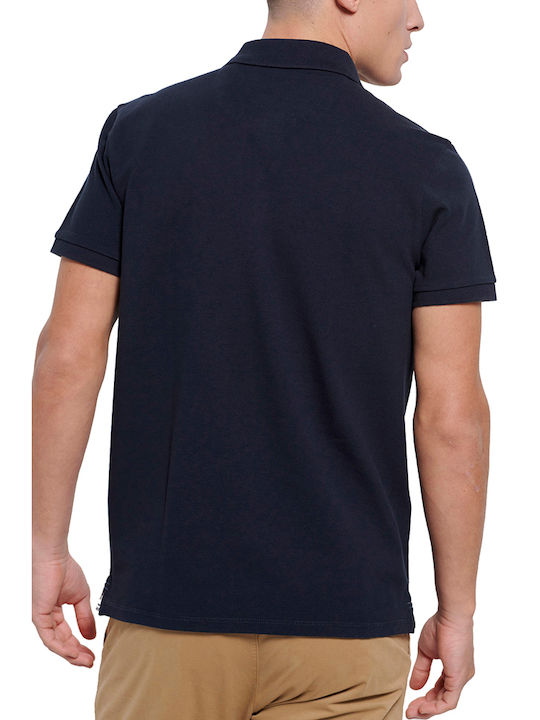 Funky Buddha Men's Short Sleeve Blouse Polo Navy Blue