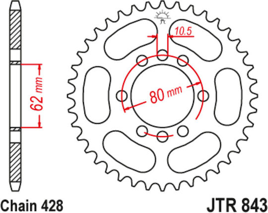 JT Sprockets Γρανάζι Πίσω 49 Δοντιών για Yamaha DT / SR