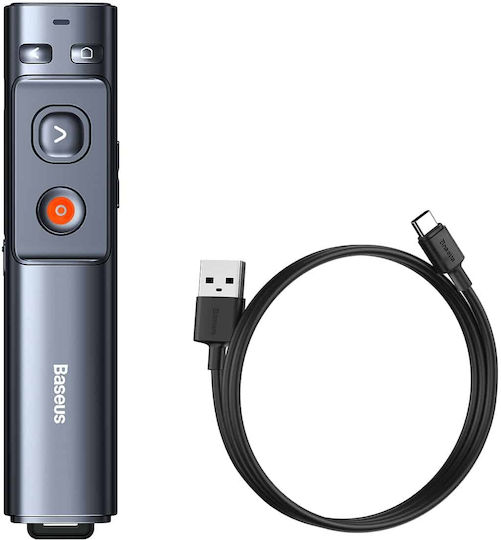 Baseus Prezentator Orange Dot cu Laser Verde și Taste Slideshow în Culoare Gri