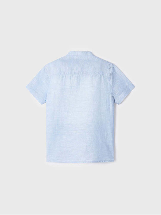 Kids One Color Shirt Short Sleeve Linen Light Blue