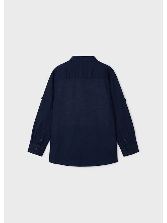 Mayoral Kids Linen Shirt Navy Blue