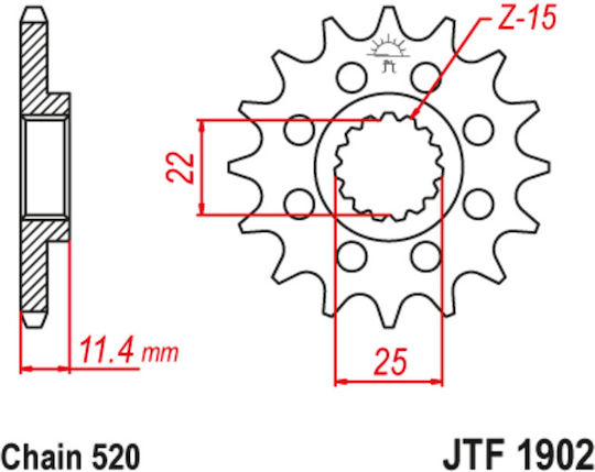 JT Sprockets Vorderes Ritzel 14 Zähne für KTM 400 LC 4 / 640 Herzog