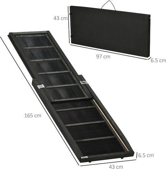 Pawhut Rampă Accesorii Auto pentru Câini 43x165x6,5cm Negru