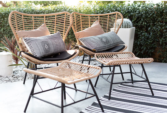 Градински Табурет Rattan Butterfly Натурален 58x59x47.5см