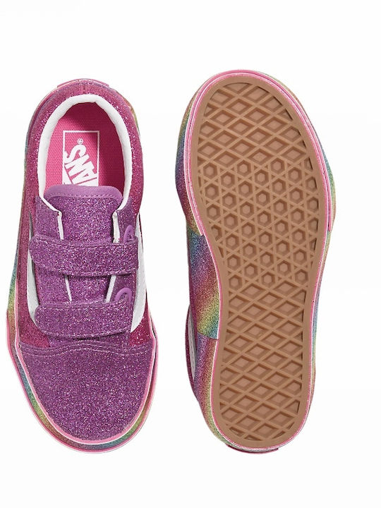 Old Skool V Kids Sneakers with Hoop & Loop Closure Fuchsia