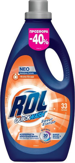 ROL QuickWash Υγρό Απορρυπαντικό Ρούχων με Άρωμα Sweet Elation 1.6lt (33 Μεζούρες)