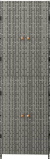 Двукрилен гардероб Метал с 3 рафтове Сив 59x40x180бр
