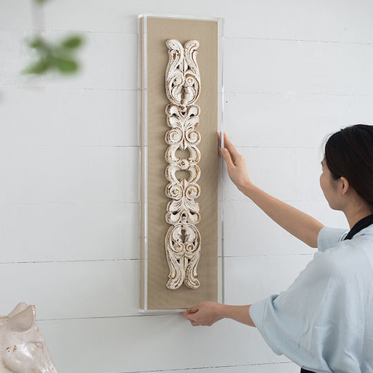 Artekko 3D Wanddekoration Yiorrok Beige aus Hölzernes 23.5x4x79.5cm 2Stücke