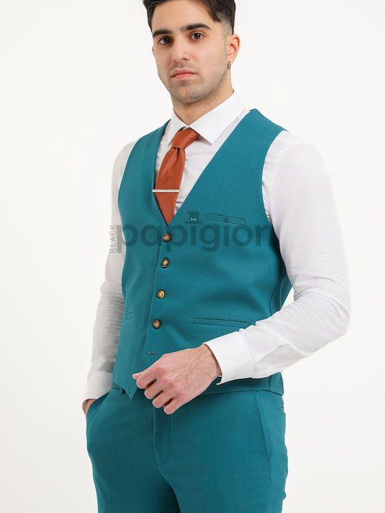 100-23 Men's Summer Suit with Vest Petrol