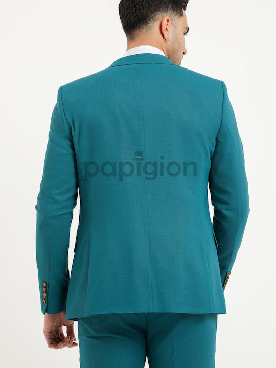 100-23 Men's Summer Suit with Vest Petrol