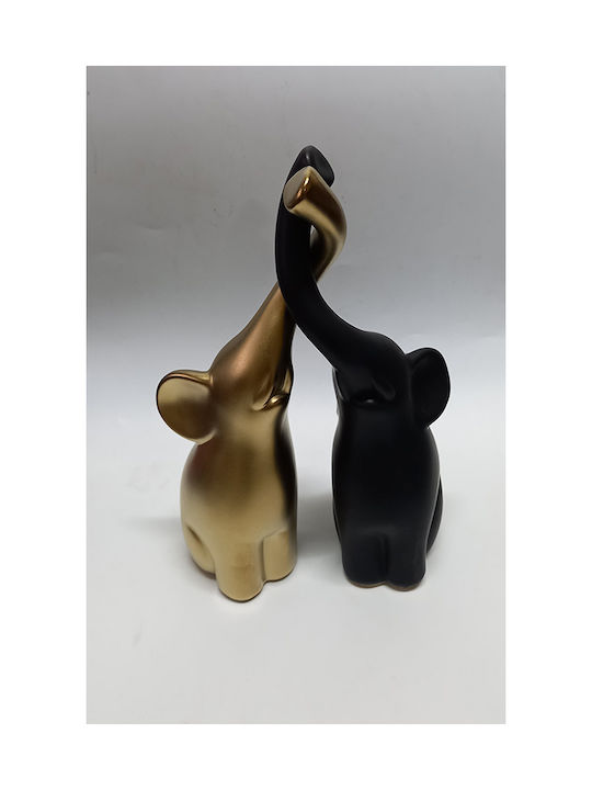 Karvounis Set of Decorative Elephants made of Ceramic in Gold/Black 2pcs