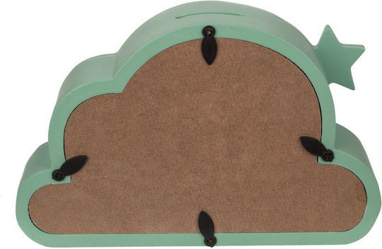 Wolke Kinder Spardose Holz Grün 18x5x17.5cm