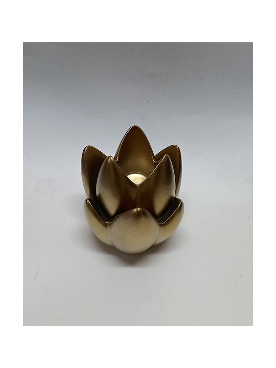 Karvounis Decorative Space Waterlily made of Ceramic Material Gold 11x11x14.5cm 1pcs