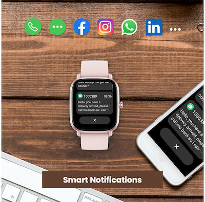 Amazfit GTS 2 Mini 40mm Αδιάβροχο Smartwatch με Παλμογράφο (Ροζ)