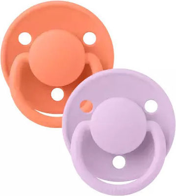 Bibs Pacifiers Silicone De Lux Dummies Papaya / Viole for 0-36 months 2pcs