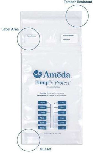 Ameda Pump ‘N Protect Σακουλάκια Αποθήκευσης Μητρικού Γάλακτος 100τμχ