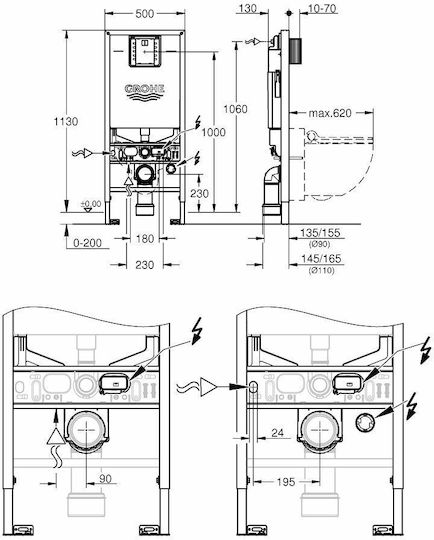 Grohe Rapid SLX Built-in Plastic Rezervor de toaletă Rectangular Presiune scăzută