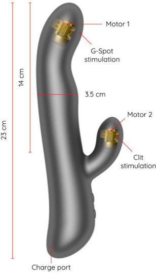 Oninder Δονητής Rabbit με Απομακρυσμένο Έλεγχο Vibration & Rotation 23cm Black