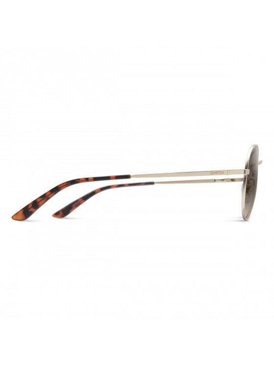 Smith Prep Unisex Sunglasses with Gold Metal Frame and Brown Polarized Lens