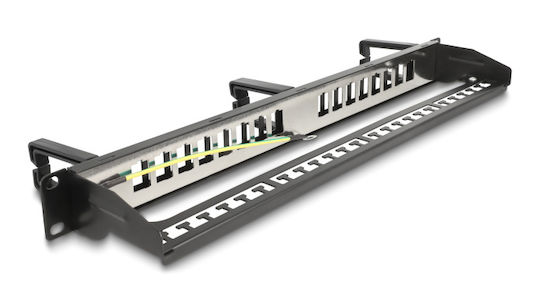 DeLock Patch Panel Keystone for Rack 1U 19" with 16 Ports Black