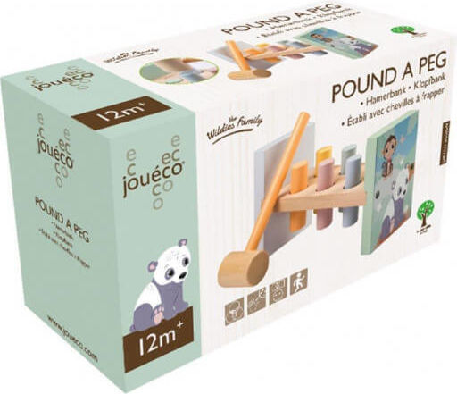 Joueco Hammer Toy The Wildies Family Pound a Peg made of Wood for 12++ Months
