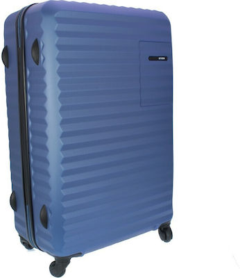 Rain C Large Travel Suitcase Hard Blue with 4 Wheels Height 75cm