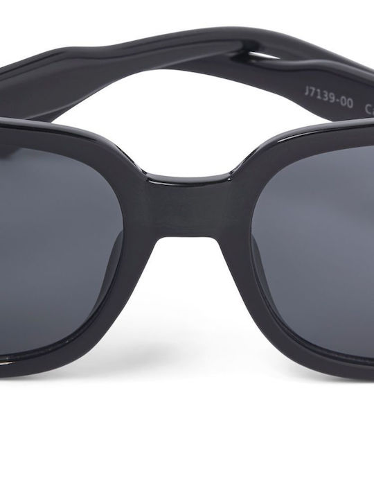 Jack & Jones 12228764 Ανδρικά Γυαλιά Ηλίου με Μαύρο Κοκκάλινο Σκελετό και Μαύρο Φακό 12228764