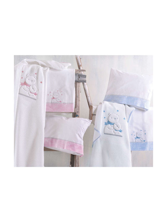 Rythmos Snowball Baby Sheets Set Crib Cotton Pink 100x160cm 3pcs