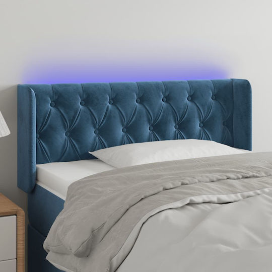 vidaXL Tăblie de Pat cu LED din Țesătură Albastru Închis 103x88cm