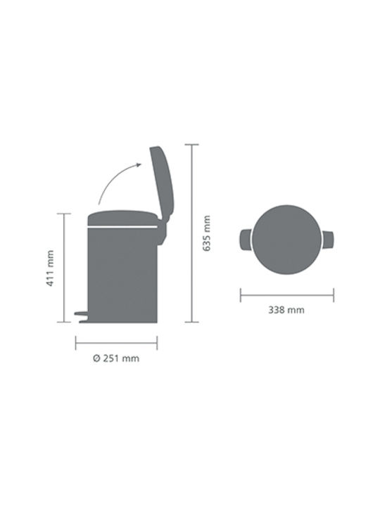 Brabantia Brabantia NewIcon Pedal Mülleimer aus Edelstahl mit Pedal Schwarz Matt 12l