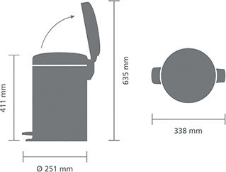Brabantia Κάδος NewIcon Pedal Απορριμμάτων από Ανοξείδωτο Ατσάλι με Πεντάλ Black Matt 12lt