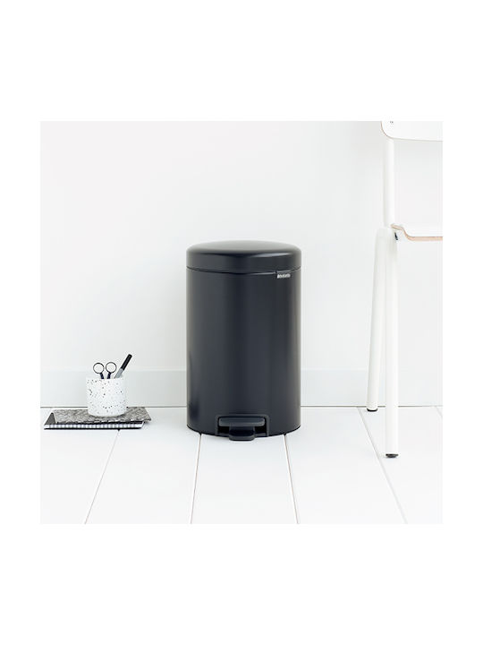 Brabantia Brabantia NewIcon Pedal Mülleimer aus Edelstahl mit Pedal Schwarz Matt 12l